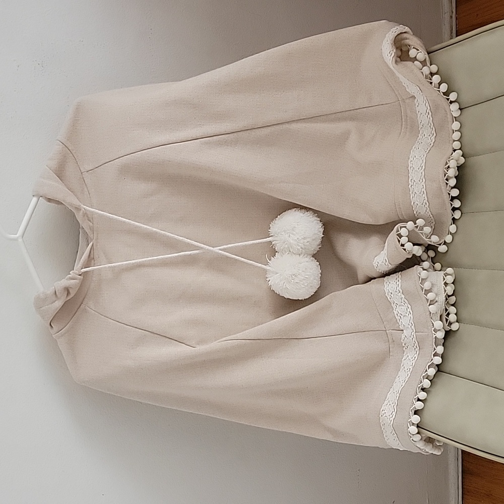 LIZ LISA Cream Cape/Poncho with Pom Poms